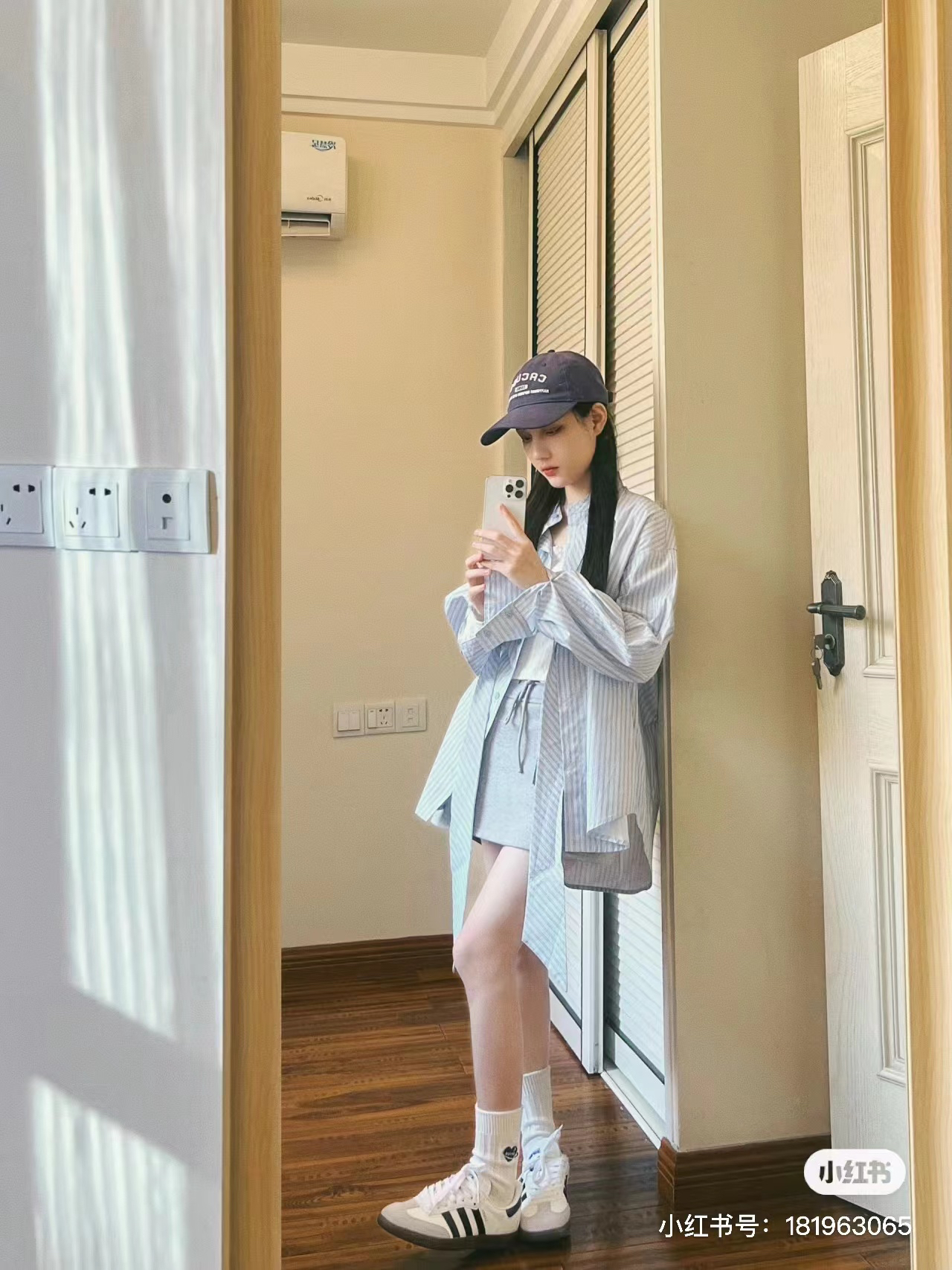 純棉原版質量法式蝴蝶結系帶藍色條紋襯衫女春夏新款2024寬鬆