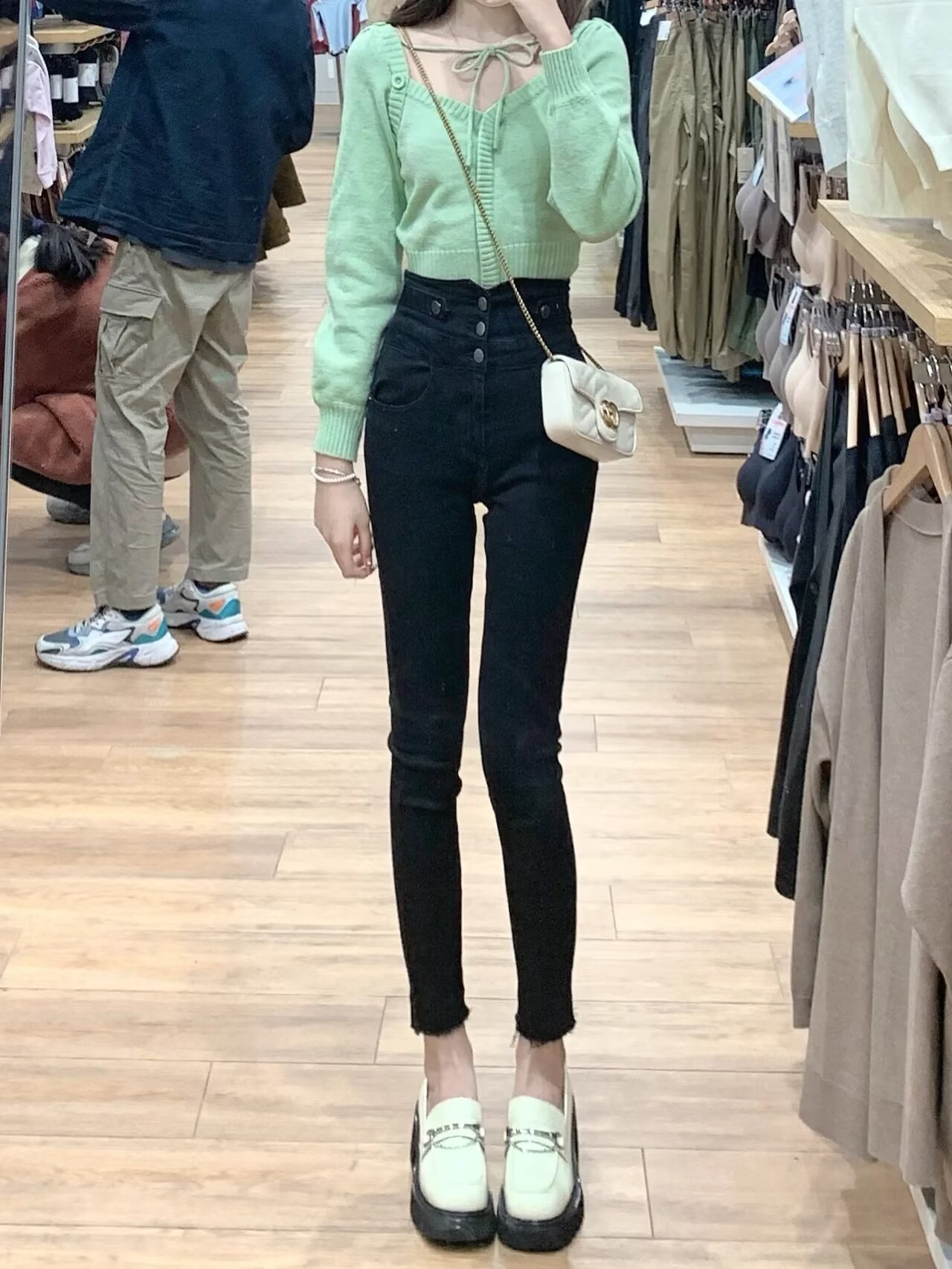 港風高腰緊身顯瘦黑色牛仔褲女新款潮ins春夏彈力鉛筆小腳褲子