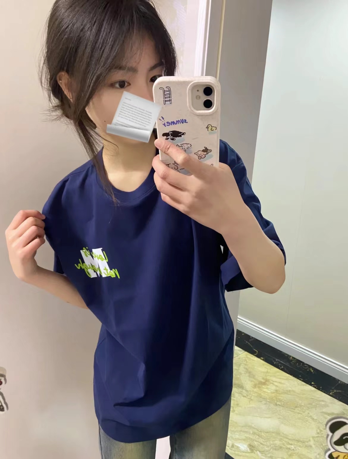 高質量純棉220克精梳緊密手感好直播品質前後印花短袖t恤女