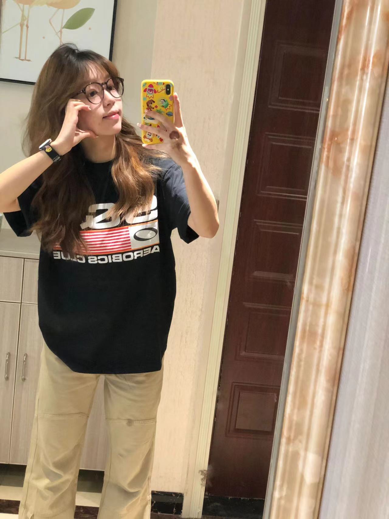 高質量純棉220克精梳緊密手感好直播品質前印花短袖t恤女