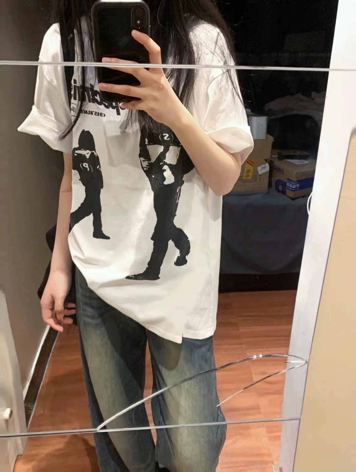 高質量純棉220克精梳緊密手感好直播品質前印花短袖t恤女