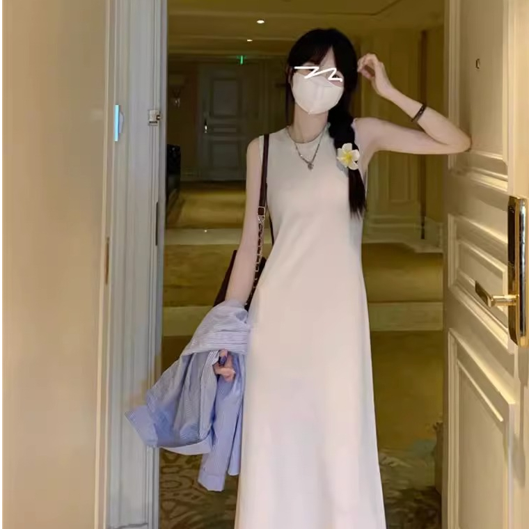已出貨 小香風法式高級感冰絲針織夏季新款設計感寬鬆吊帶背心裙