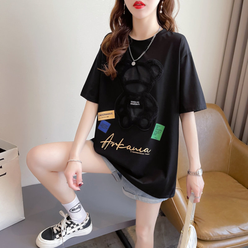 Real shot of cotton Internet celebrity ins trend super hot short-sleeved T-shirt for women in summer loose casual design niche versatile top