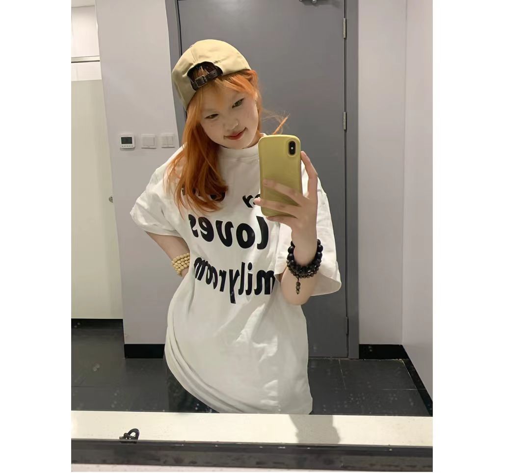 高質量純棉220克精梳緊密手感好直播品質前印花短袖t恤女