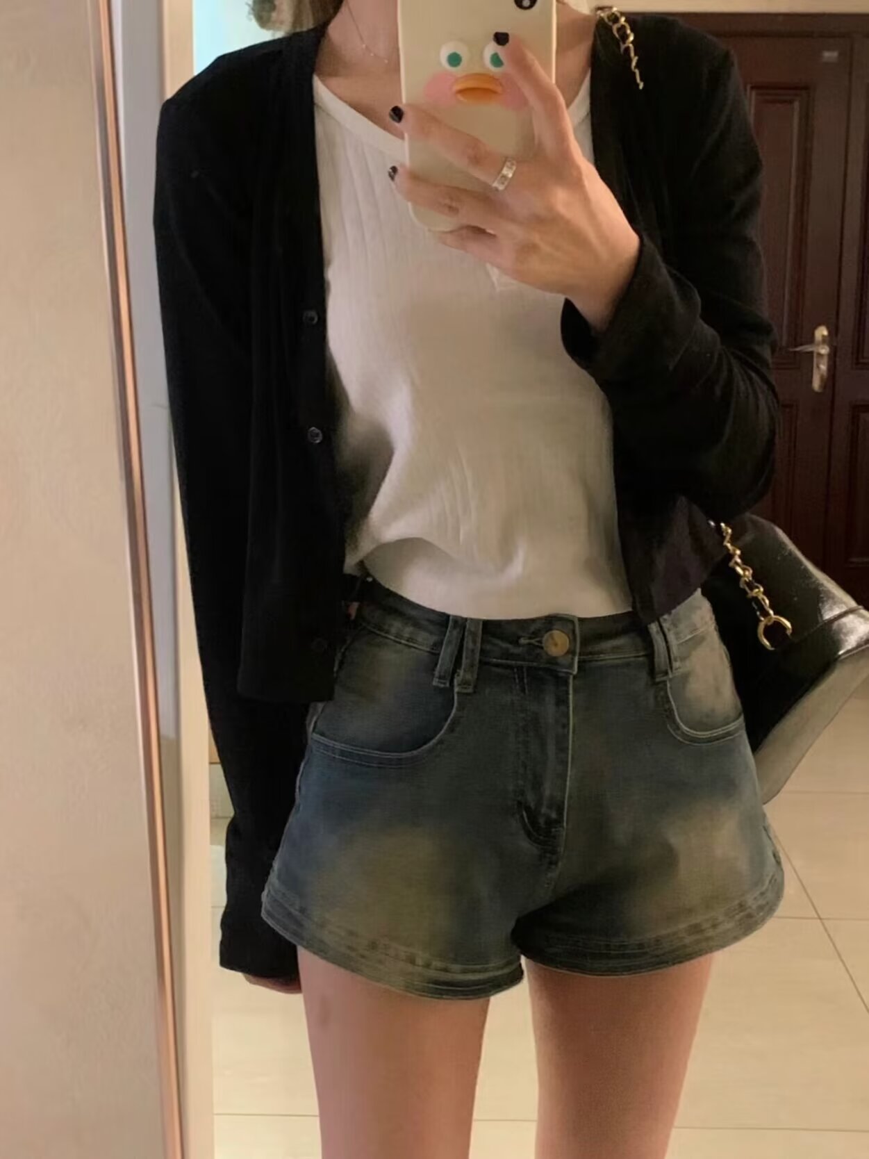美式復古辣妹褲子藍色水洗做舊牛仔褲女夏季高腰顯瘦熱褲超短褲潮