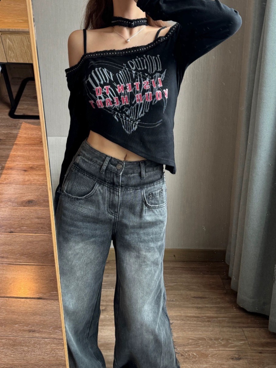 FILLE | 歐貨辣妹小上衣 酷酷性感y2k千禧掛脖吊帶不規則T恤衫女