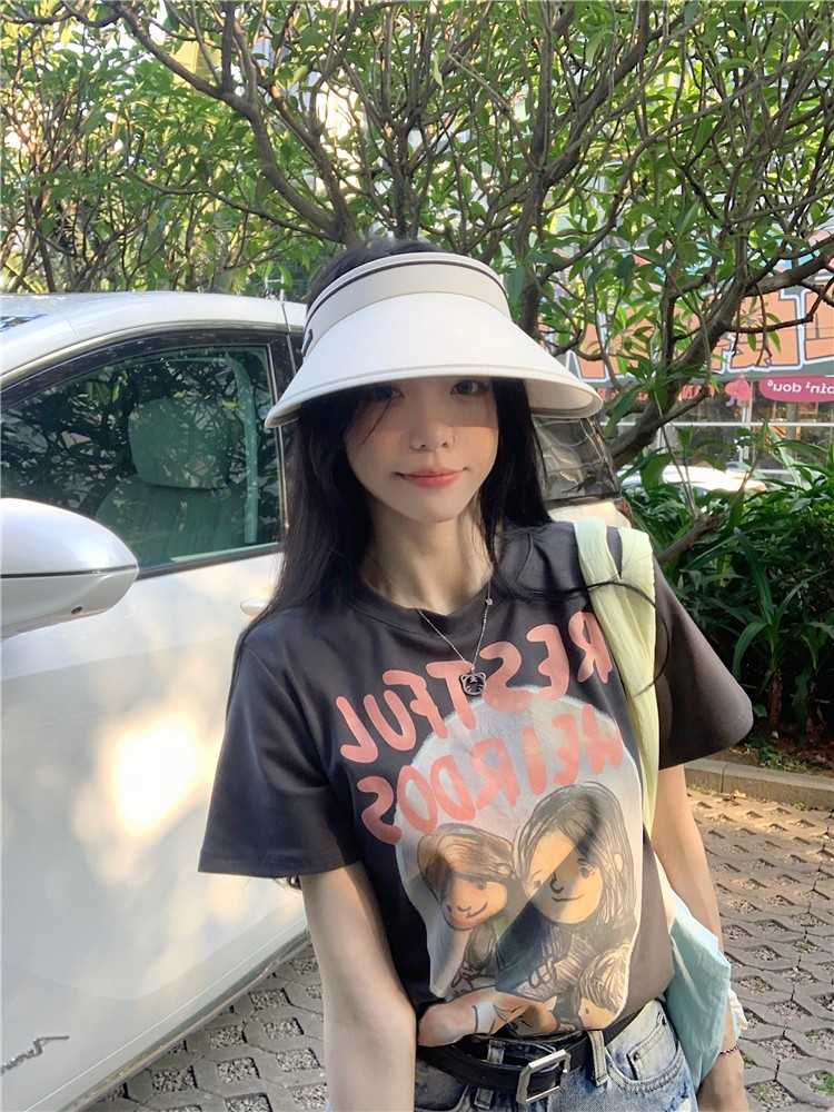 美式復古灰色正肩短袖t恤女夏季辣妹純欲風修身顯瘦高腰短款上衣