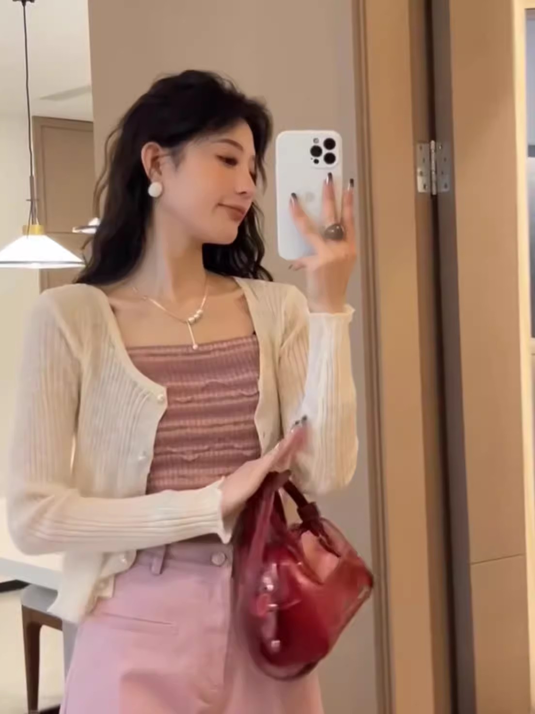 春夏季法式小個子精緻條紋吊帶背心搭配長袖針織防曬開衫兩件套