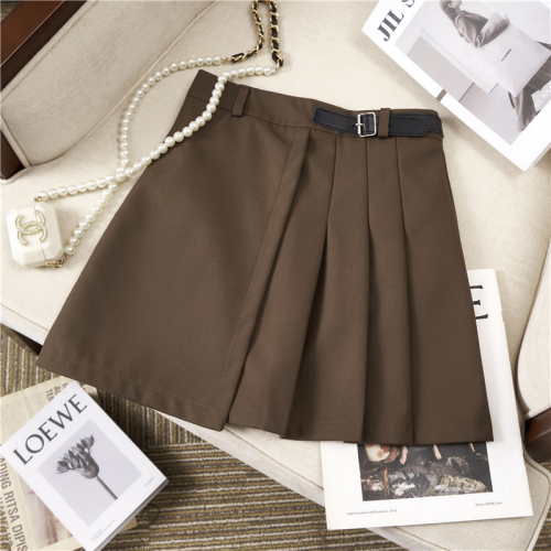 Actual shot of new summer women's Korean style design pleated skirt high waist slim little black skirt half skirt