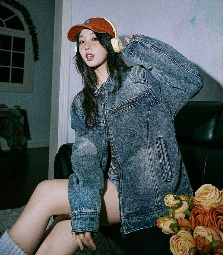 lemanism美式復古做舊水洗質感寬鬆圓領牛仔外套男拉鏈情侶夾克潮
