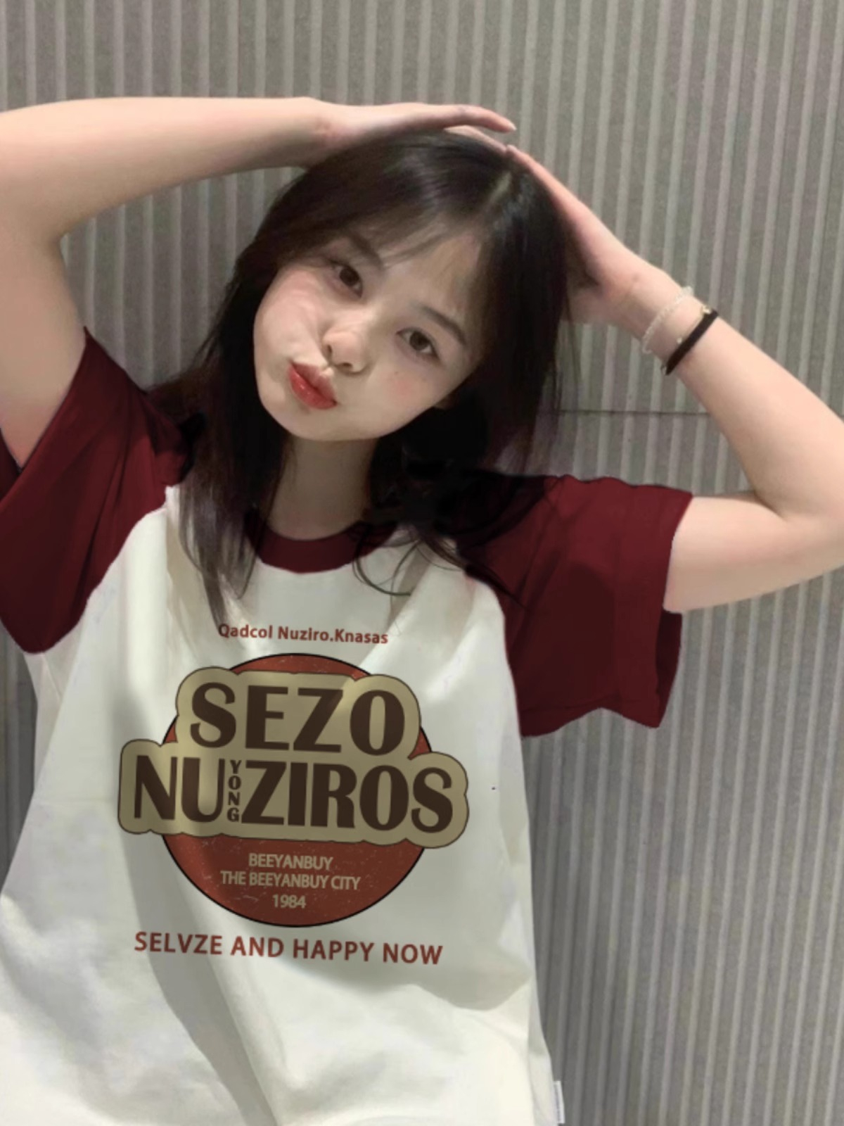 200g插肩袖100%棉 撞色拼色空白版短袖T恤女純棉M-3XL