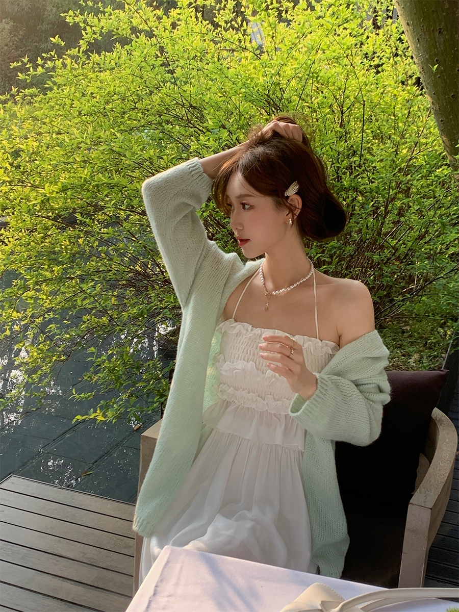 佐佐家小個子慵懶寬鬆中長款針織開衫外套女春夏季薄款防曬衫上衣