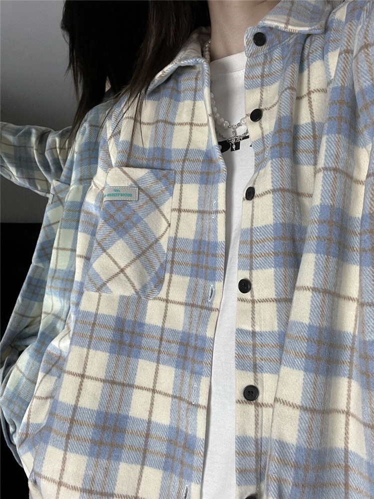 襯衫上衣夏季新款慵懶風寬鬆中長款polo領襯衣開衫女