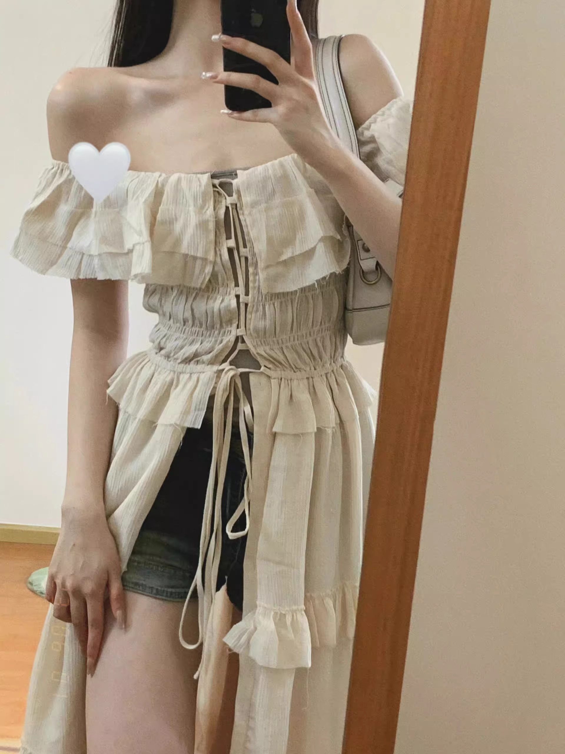 辣妹設計荷葉邊綁帶連衣裙女夏季2024新款防曬開衫長款度假風裙子