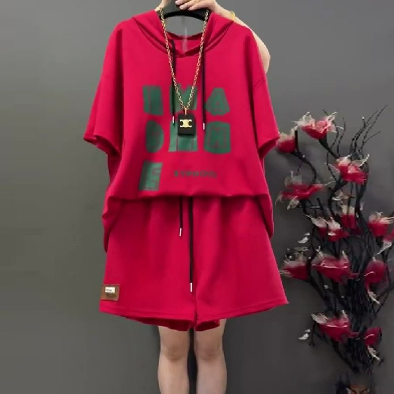 238#大碼胖MM時尚連帽兩件套女夏季