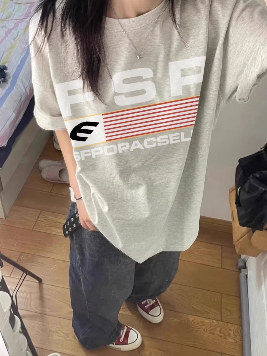 官圖220克/精梳純棉後包領有縫邊S-XXXL夏裝短袖T恤女