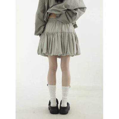 Korea bow tie high waist short skirt puffy skirt umbrella skirt