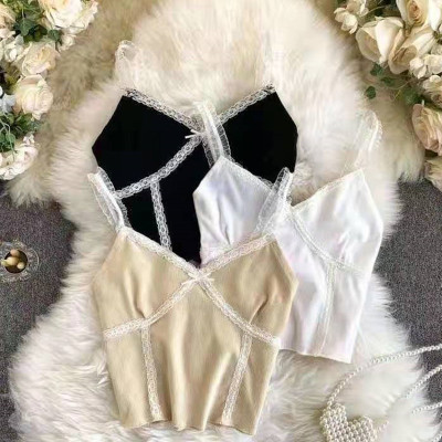 小心機蕾吊帶背心女時髦外穿百搭高腰短款打底衫內搭上衣潮女裝