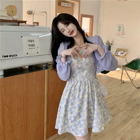 溫柔風碎花吊帶連衣裙女春夏2024新款收腰顯瘦很仙的打底A字裙子