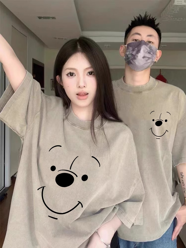情侶裝潮牌夏裝t恤短袖2024新款超火高級感早春不一樣純棉女衣服