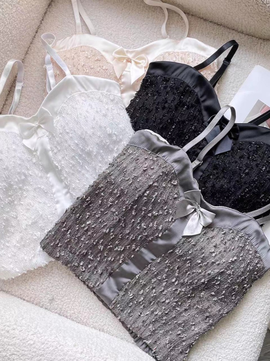 蝴蝶結帶胸墊吊帶背心女外穿春裝新款修身純欲風性感美背內搭上衣