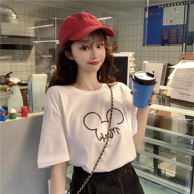 韓版寬鬆學生洋氣簡約印花短袖T恤女網紅ins超火上衣