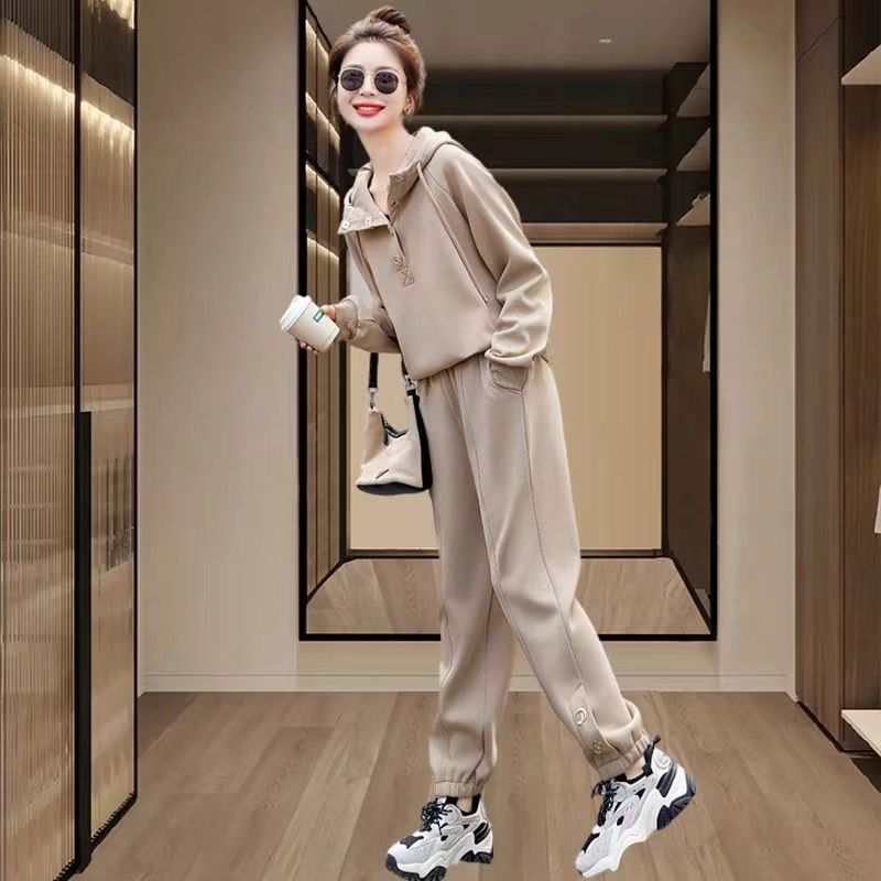 高檔運動套裝女2024春秋新款ins洋氣寬鬆衛衣冬季胖mm春秋兩件套