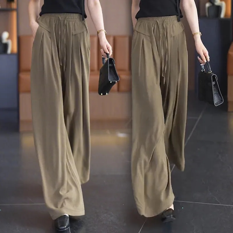 闊腿褲女春夏新款超火褲子oversize寬鬆垂墜感山本褲慵懶休閒裙褲