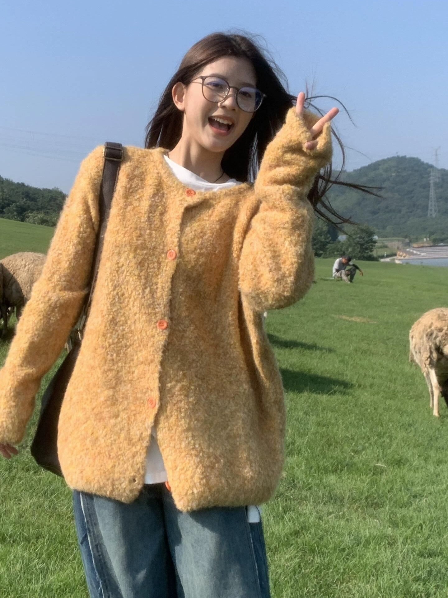 2024早秋新款毛衣女小眾設計感針織開衫寬鬆顯瘦長袖上衣軟糯外套
