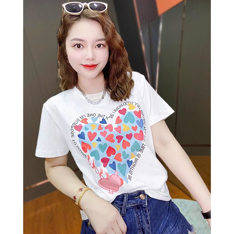 純棉短款美式復古印花短袖T恤女夏季新款少女修身顯瘦上衣