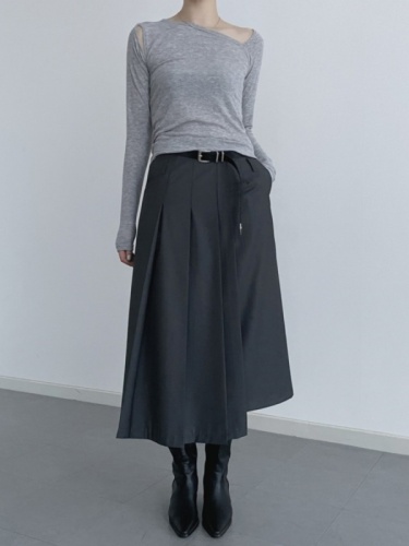 韩国chic复古气质小众设计感高腰休闲显瘦西装百褶裙半身裙