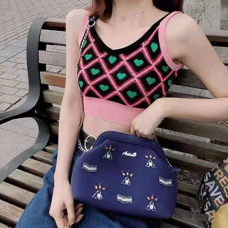 新款針織內搭小吊帶無袖甜美粉色背心女夏外穿露臍韓版上衣打底衫