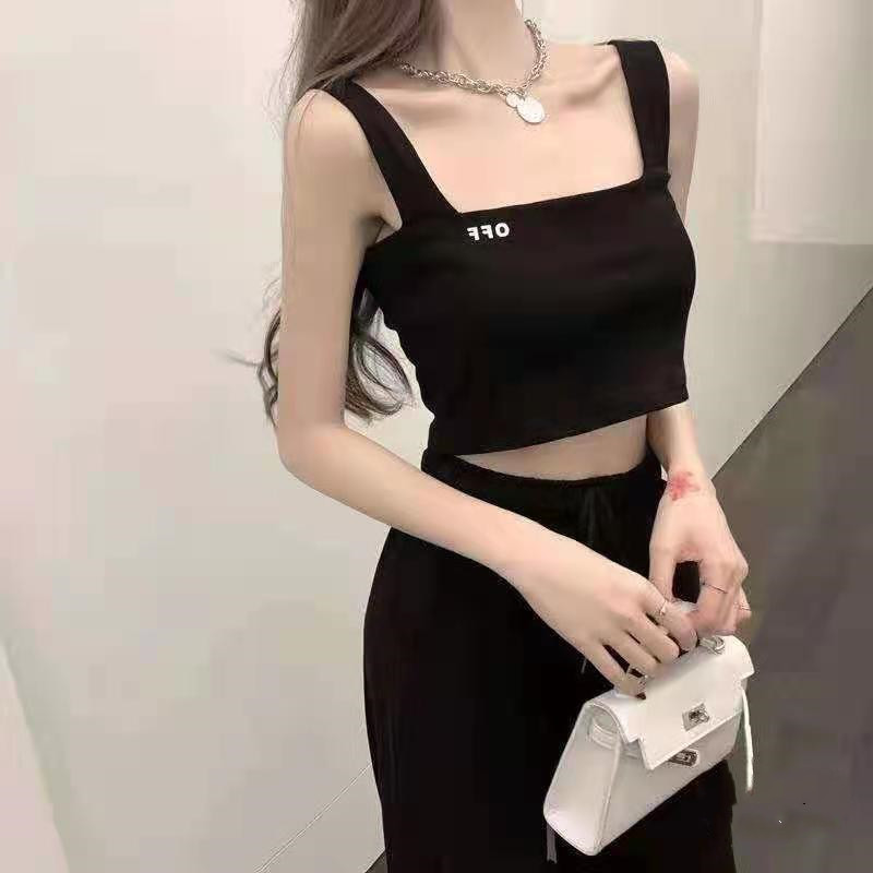 歐美風修身短款方領豹紋針織吊帶背心女外穿春秋季內搭打底上衣