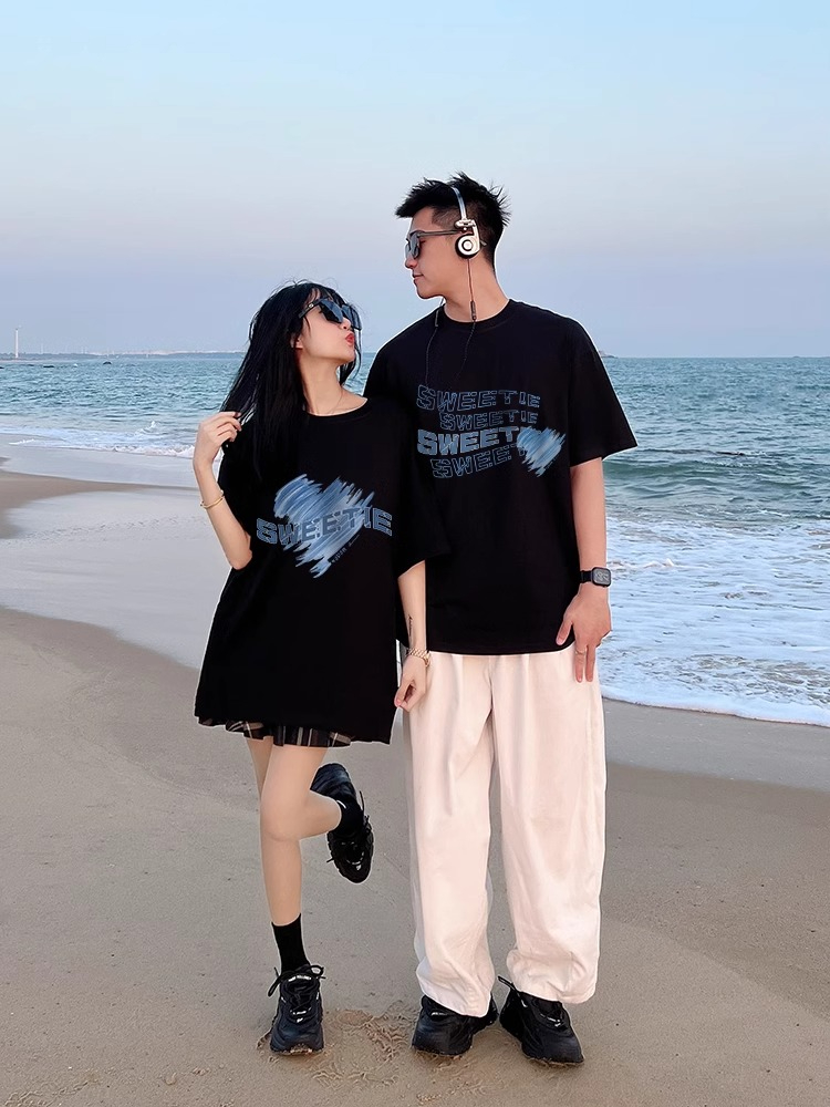 網紅roora高級感不一樣情侶裝夏裝新款特別的小眾潮牌短袖t恤