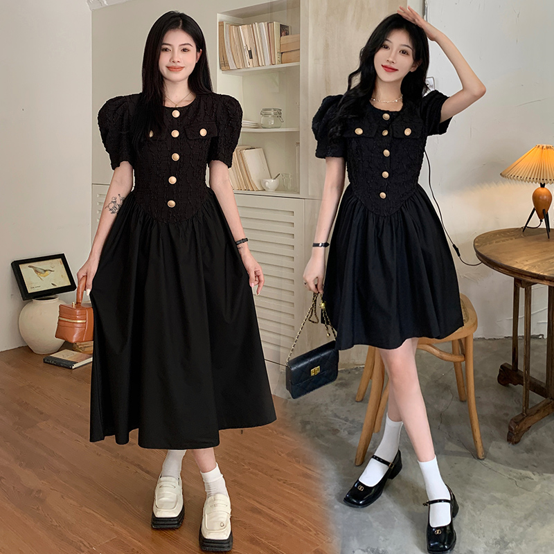 實拍~2024大碼女裝韓版輕奢設計感高級連衣裙胖mm百搭顯瘦長裙