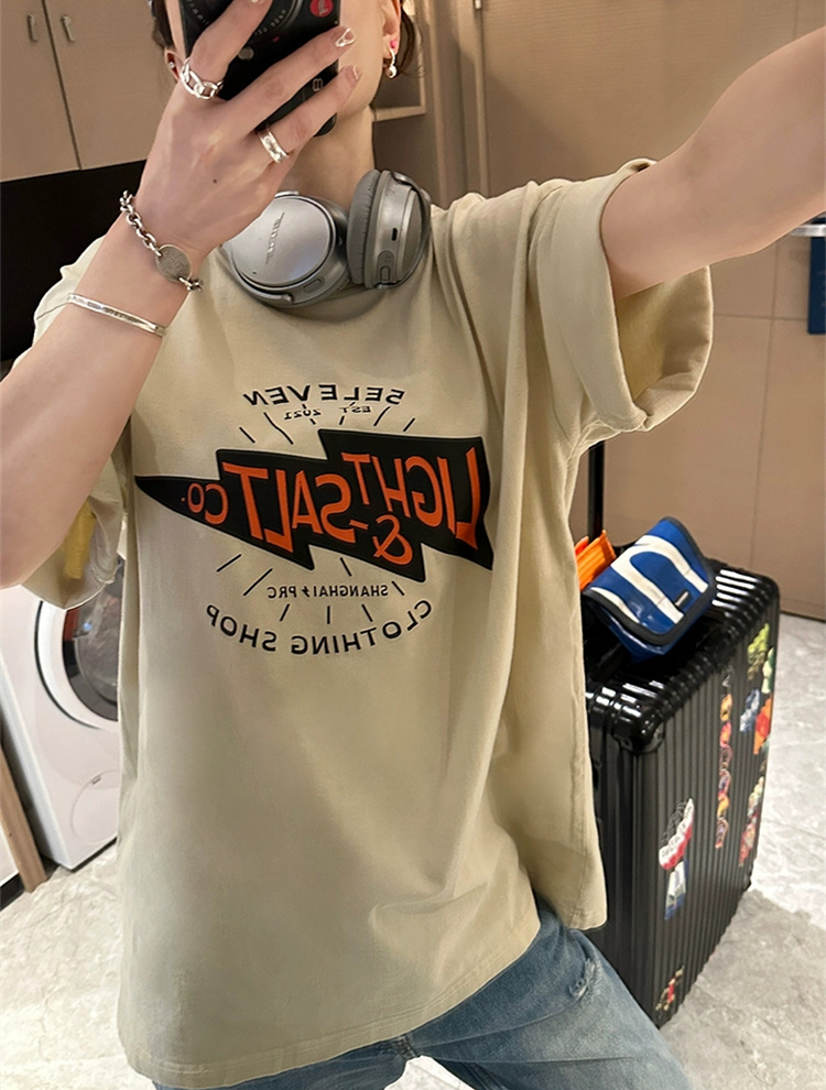 官圖 重磅/精梳純棉 後包領 有縫邊 S-XXXL 夏裝短袖T恤女