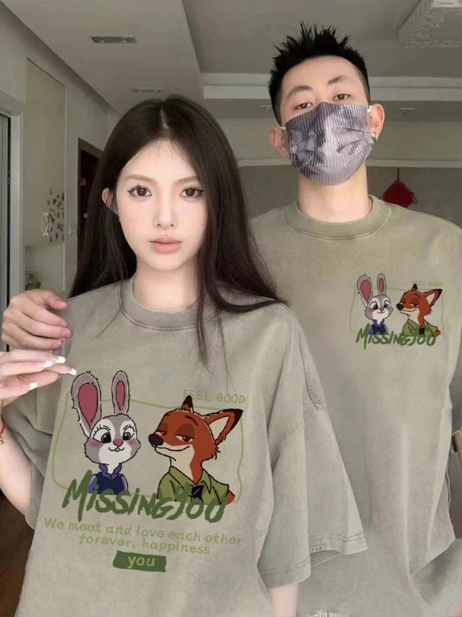 不一樣情侶裝早春潮牌夏裝t恤2024新款超火高級感短袖純棉女衣服
