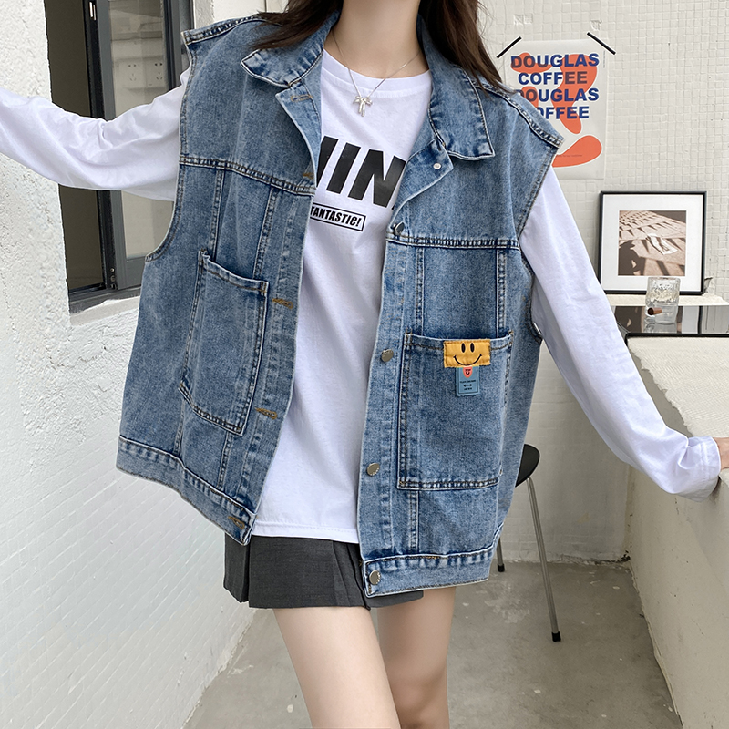實拍美式牛仔外套女高街復古寬鬆大碼水洗做舊中長款薄款襯衫上衣