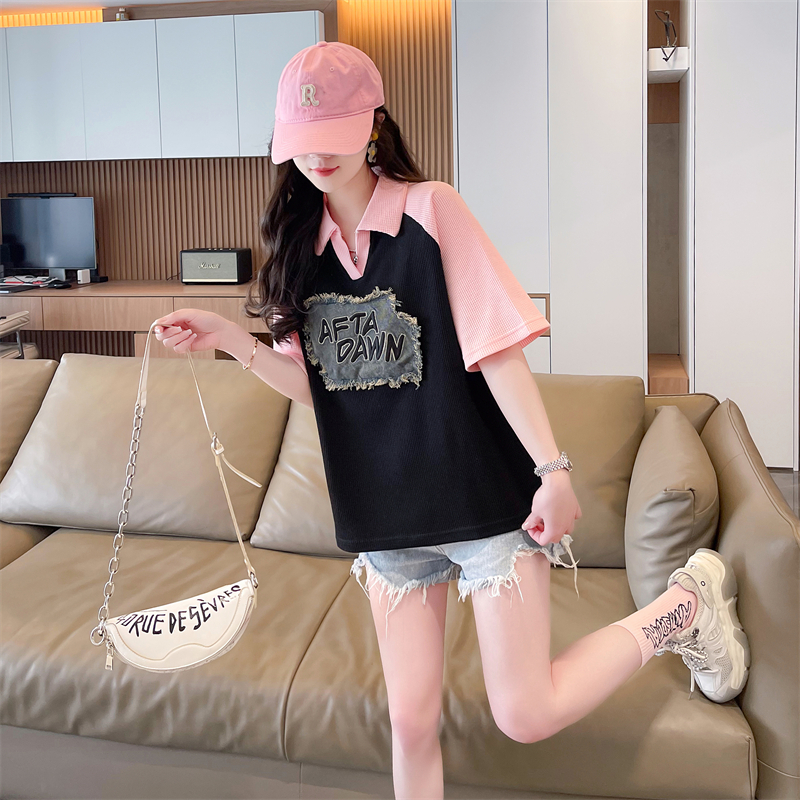 實拍 新款韓版寬鬆上衣後包領優品質量常規款短袖T女