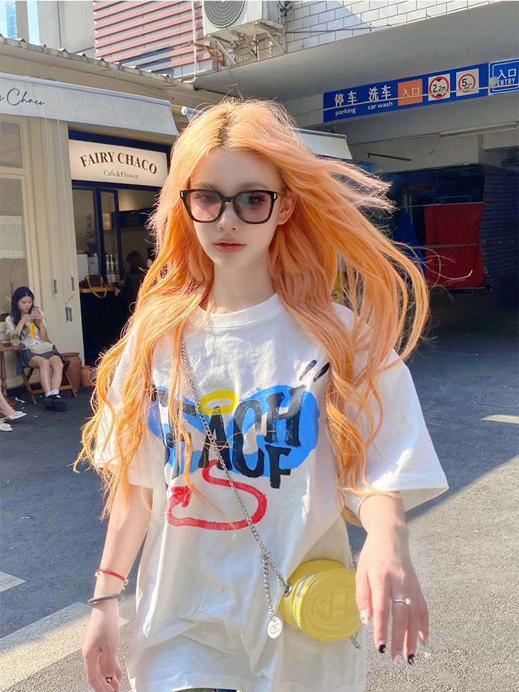 官圖 重磅/精梳純棉 後包領 有縫邊 S-XXXL 夏裝短袖T恤女