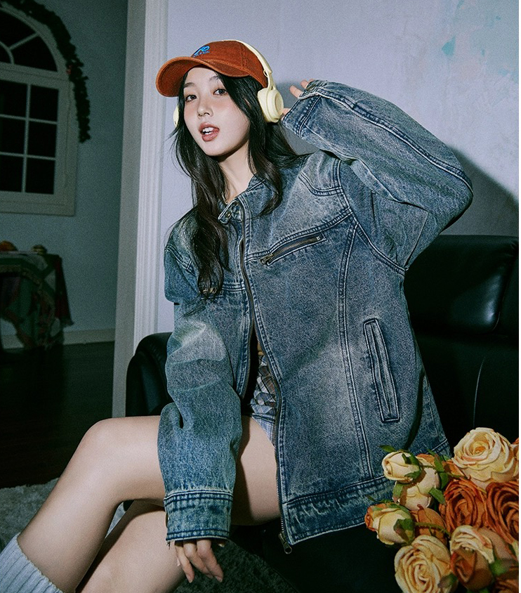 lemanism美式復古做舊水洗質感寬鬆圓領牛仔外套男拉鏈情侶夾克潮