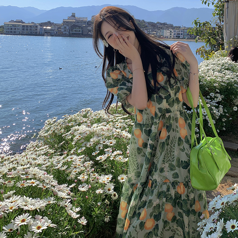 實拍~2024大碼女裝韓版淺色系小碎花連衣裙胖mm百搭顯瘦連衣裙