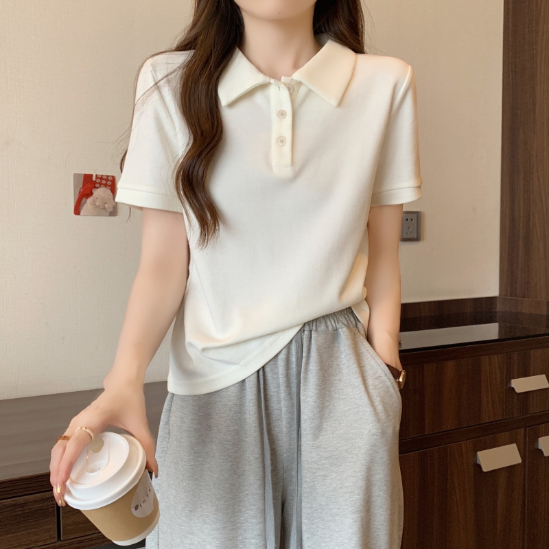 高緊密純棉200g 前後印花短袖T恤女寬鬆