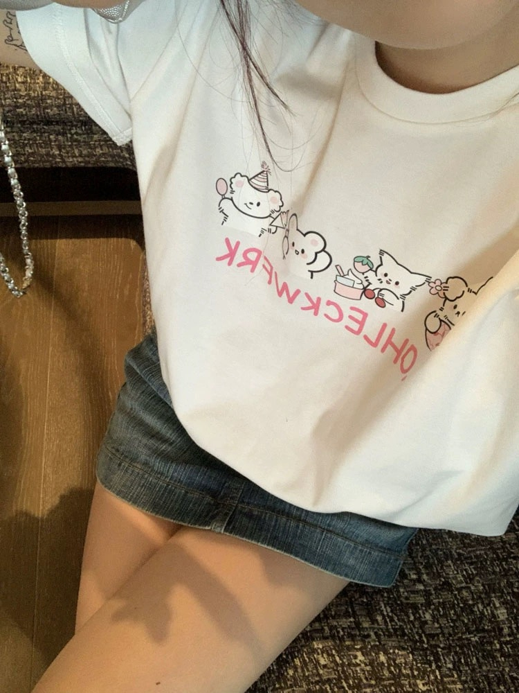 純棉200克精梳棉 質量 夏裝新款印花短袖T恤女潮