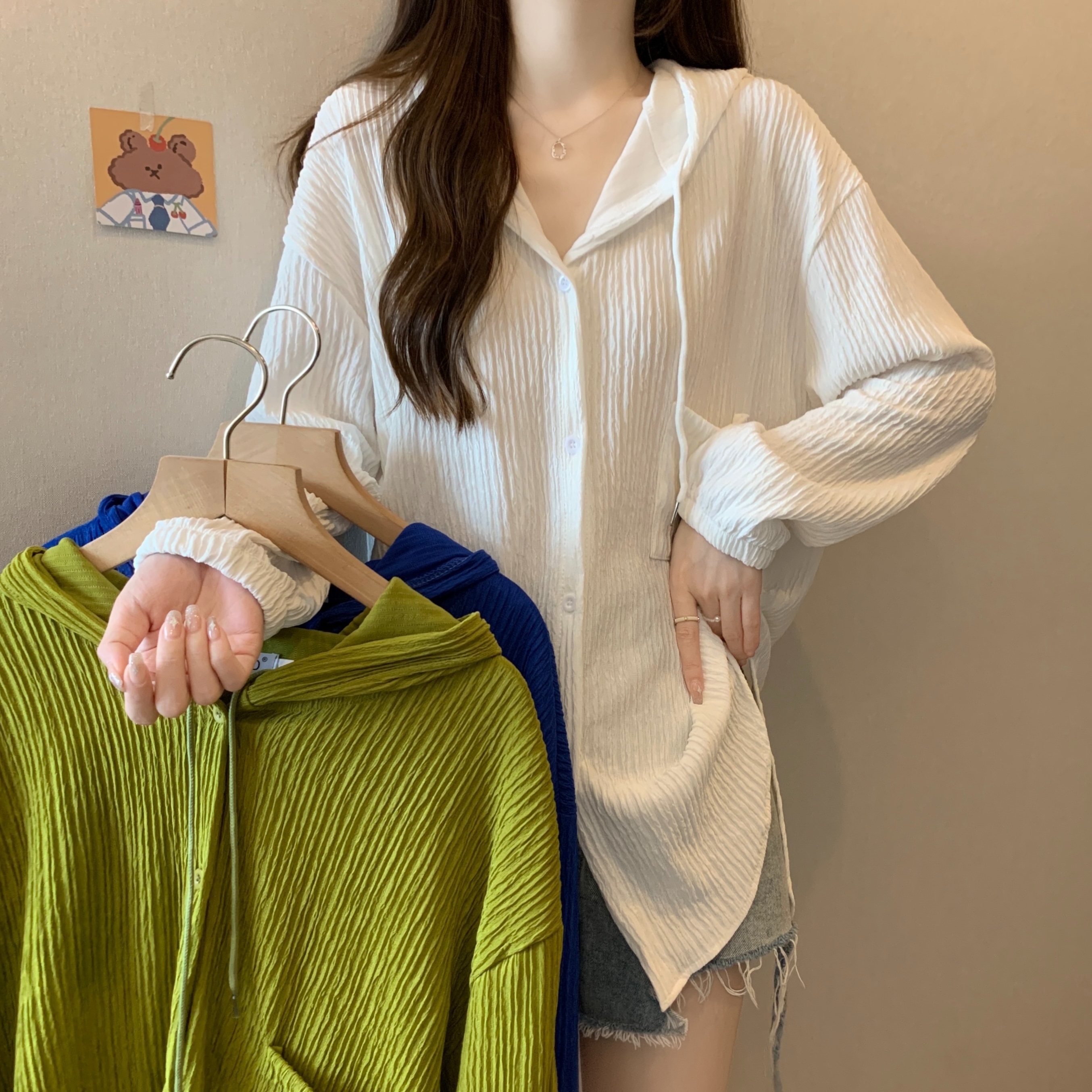 實拍 連帽薄款防曬衣女款外套女夏春2024新款寬鬆百搭開衫上衣