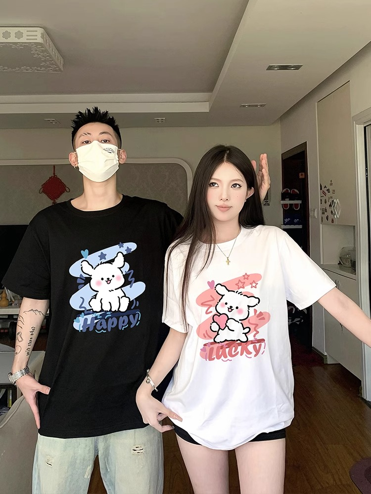 高級感不一樣早春潮牌夏裝t恤2024新款超火情侶裝短袖純棉女衣服