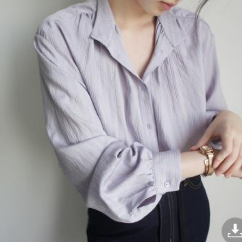 溫柔復古柔霧紫壓褶暗條紋立領長袖襯衫女秋新款時髦洋氣別致襯衣