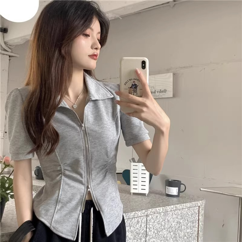 純滌新氨棉 設計感小眾短袖T恤女polo領