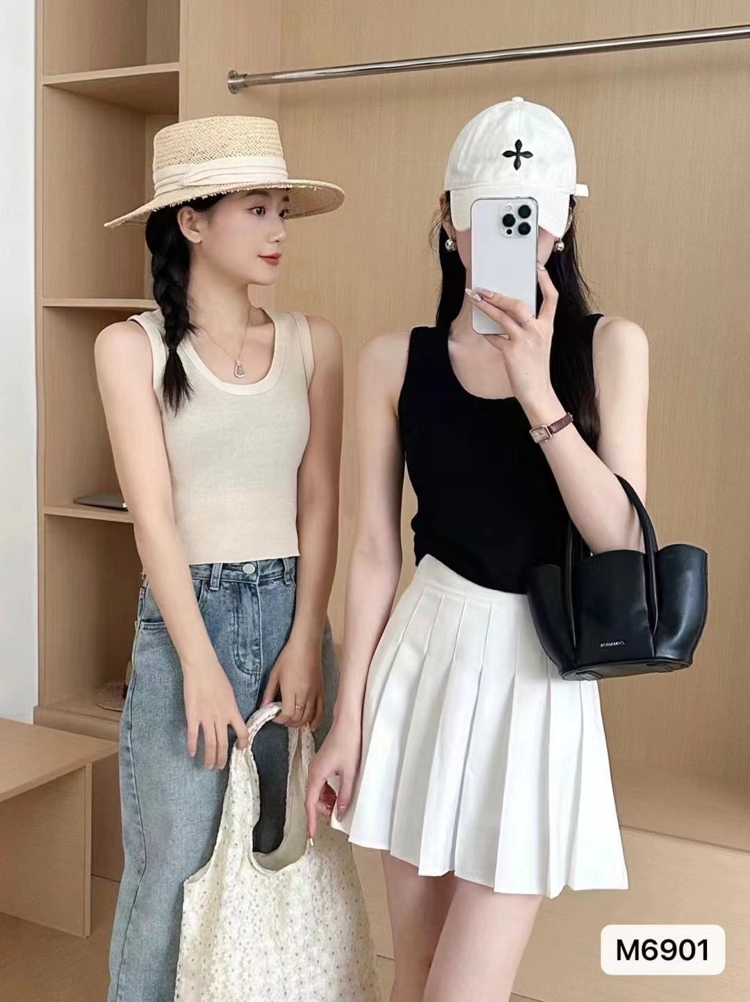 夏季新款韓版時尚簡約U領純色百搭背心