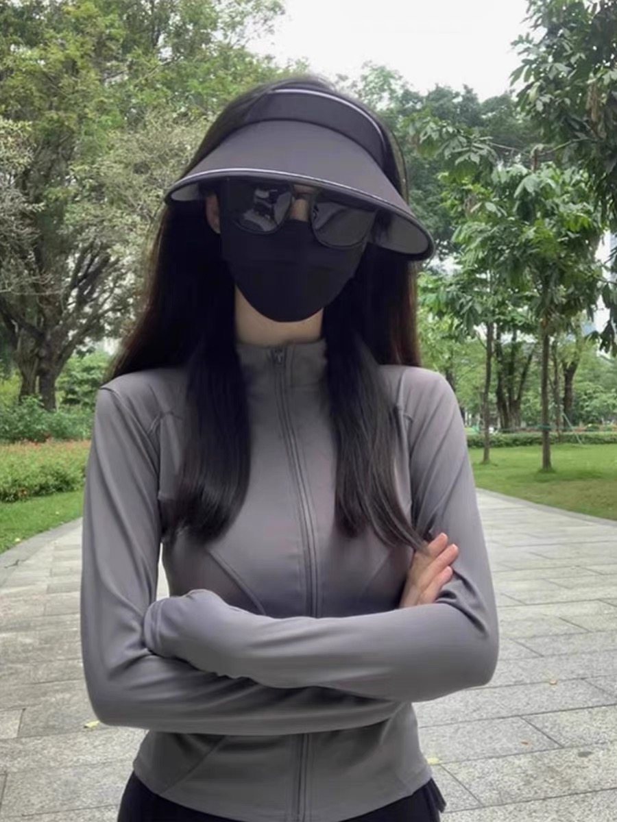 冰絲防曬衣女款夏季2024新款透氣涼感立領短款上衣運動修身瑜伽服